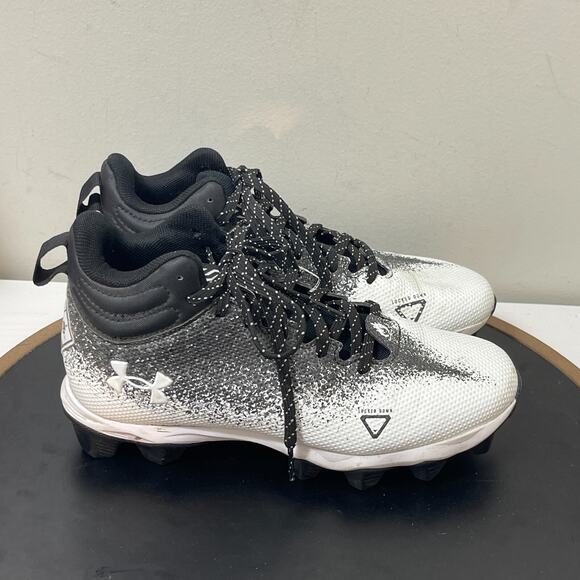Under Armour Other - Under Armour Harper 6 Mid RM Baseball Cleats Youth 4Y Black White Gradient Molde